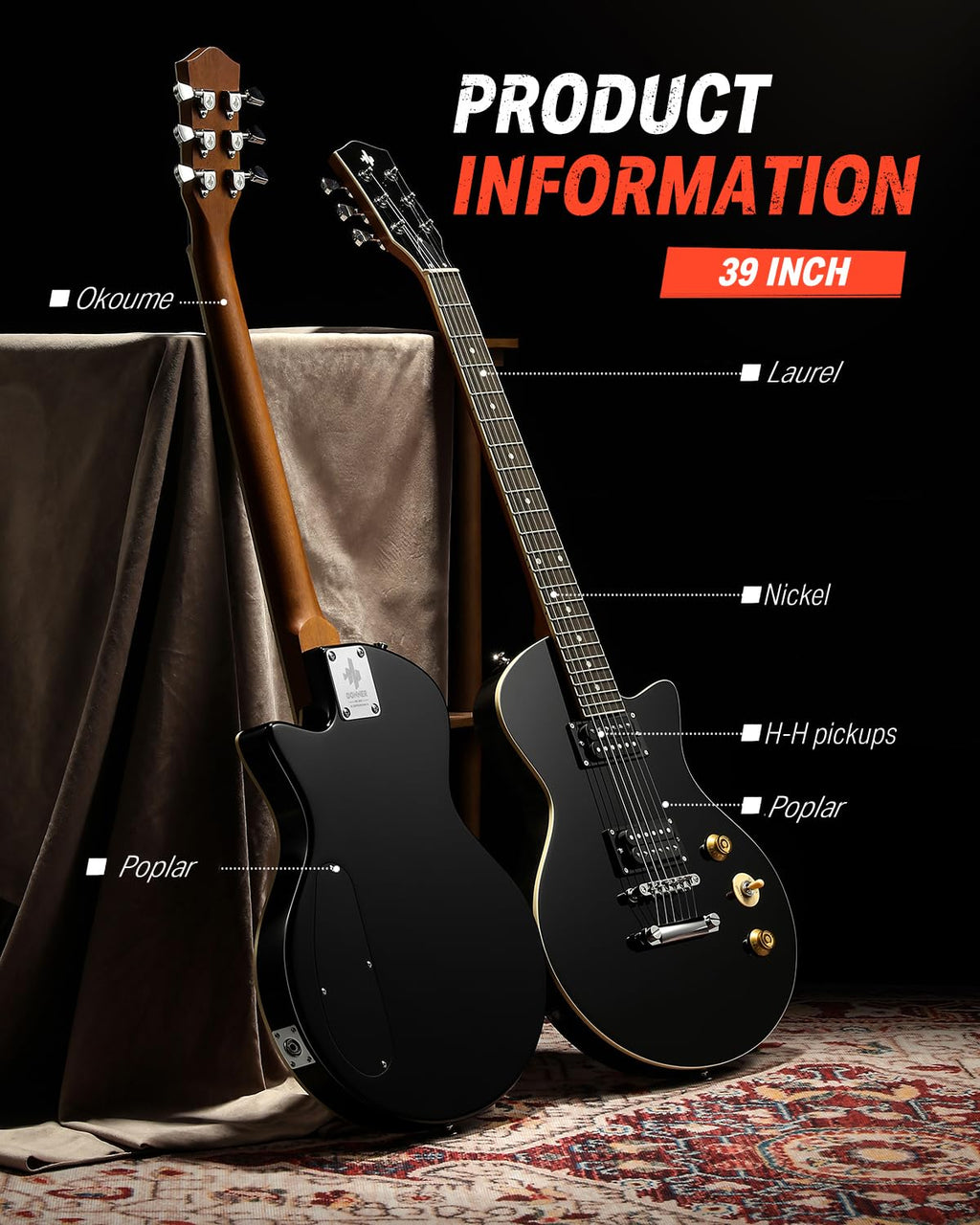 39" Electric Guitar with Dual Humbucker Pickups G836