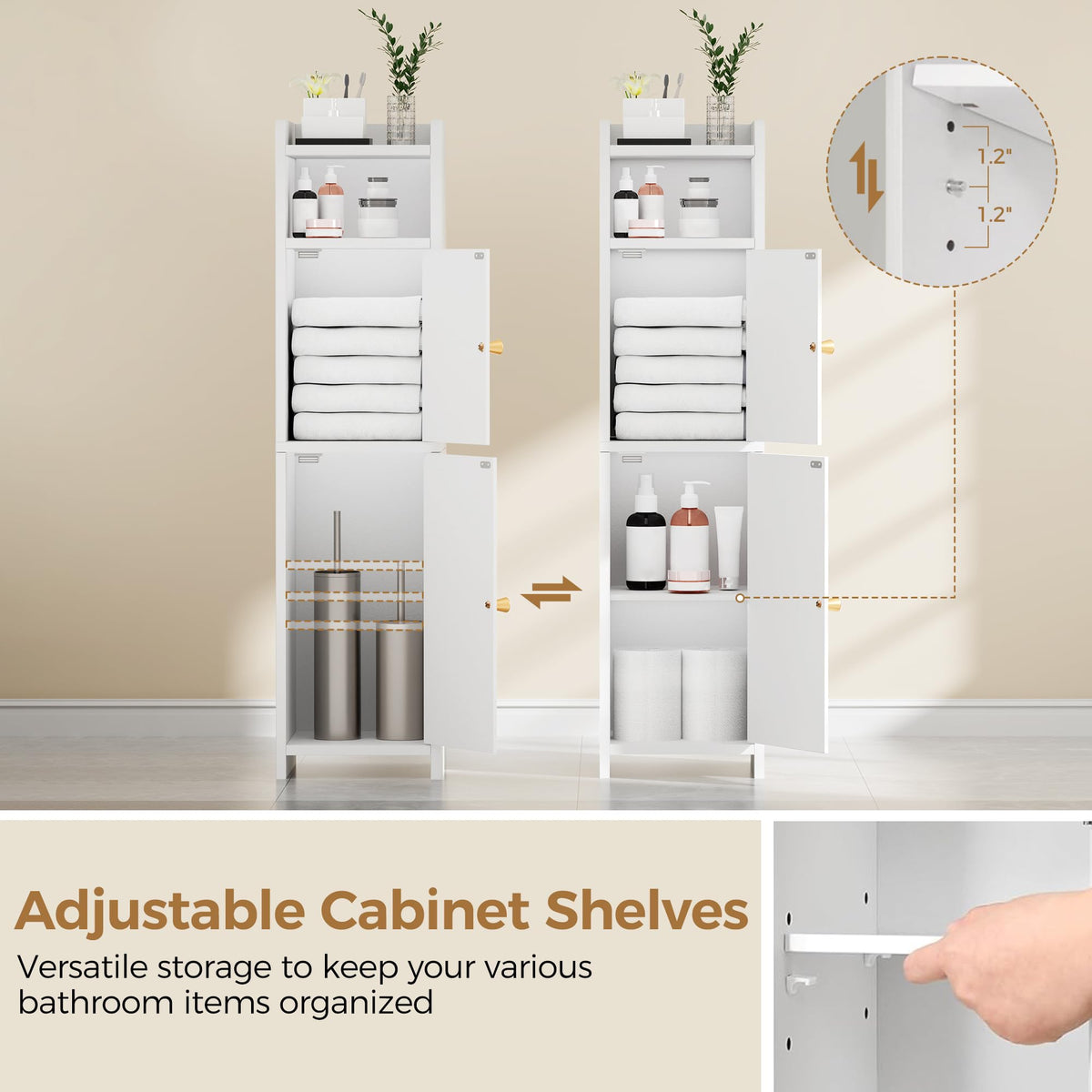 Small 2 Doors Narrow Bathroom Storage Cabinet B456529