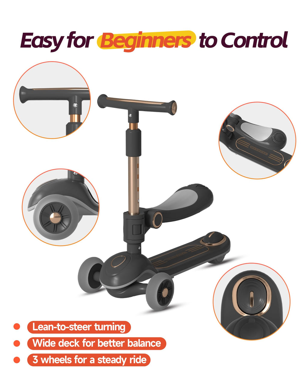 2-in-1 Toddler Scooter with Seat D81620