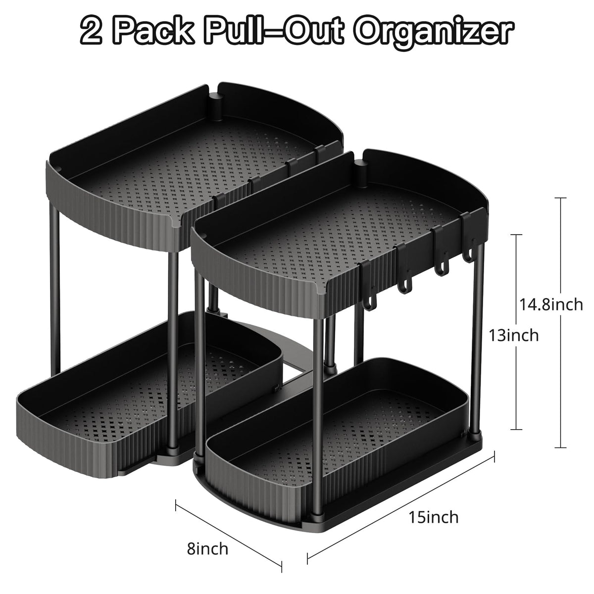 2 Packs Under Sink Pull-Out Storage Organizers J9640