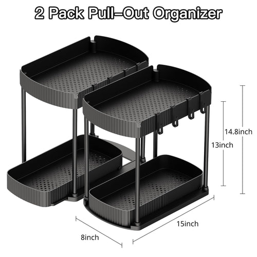 2 Packs Under Sink Pull-Out Storage Organizers J9640
