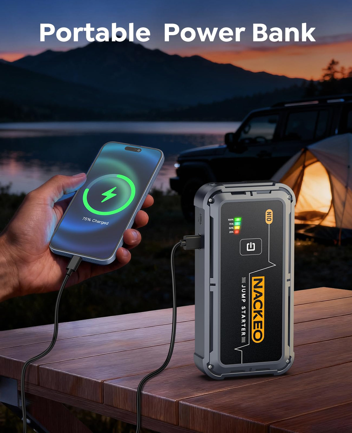 Portable Car Battery Jump Starter 5000A 12V M62319
