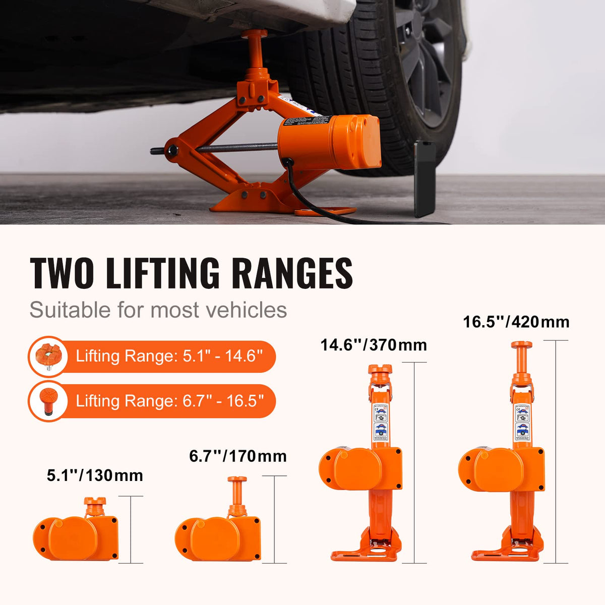 12V Electric Scissor Car Jack 3 Tons with Impact Wrench K269
