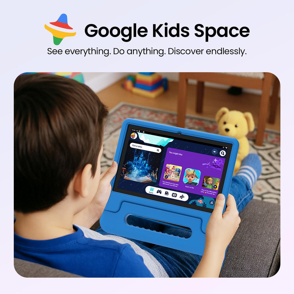 Android 16 Kids Tablet 10 Inch HD Display 8GB RAM 64GB ROM Blue C7699