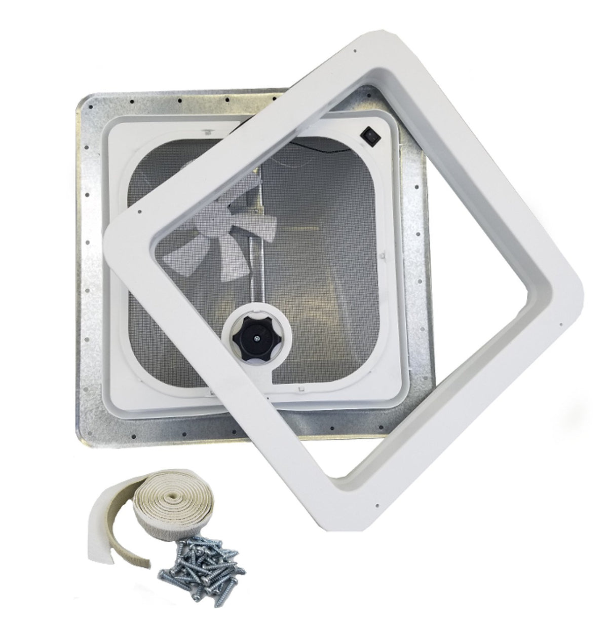 White RV Roof Vent with 12 Volt Fan P403