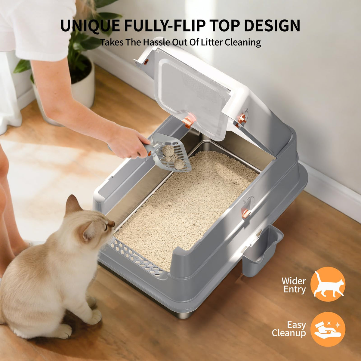 Stainless Steel Extra Large Enclosed Cat Litter Box X3136