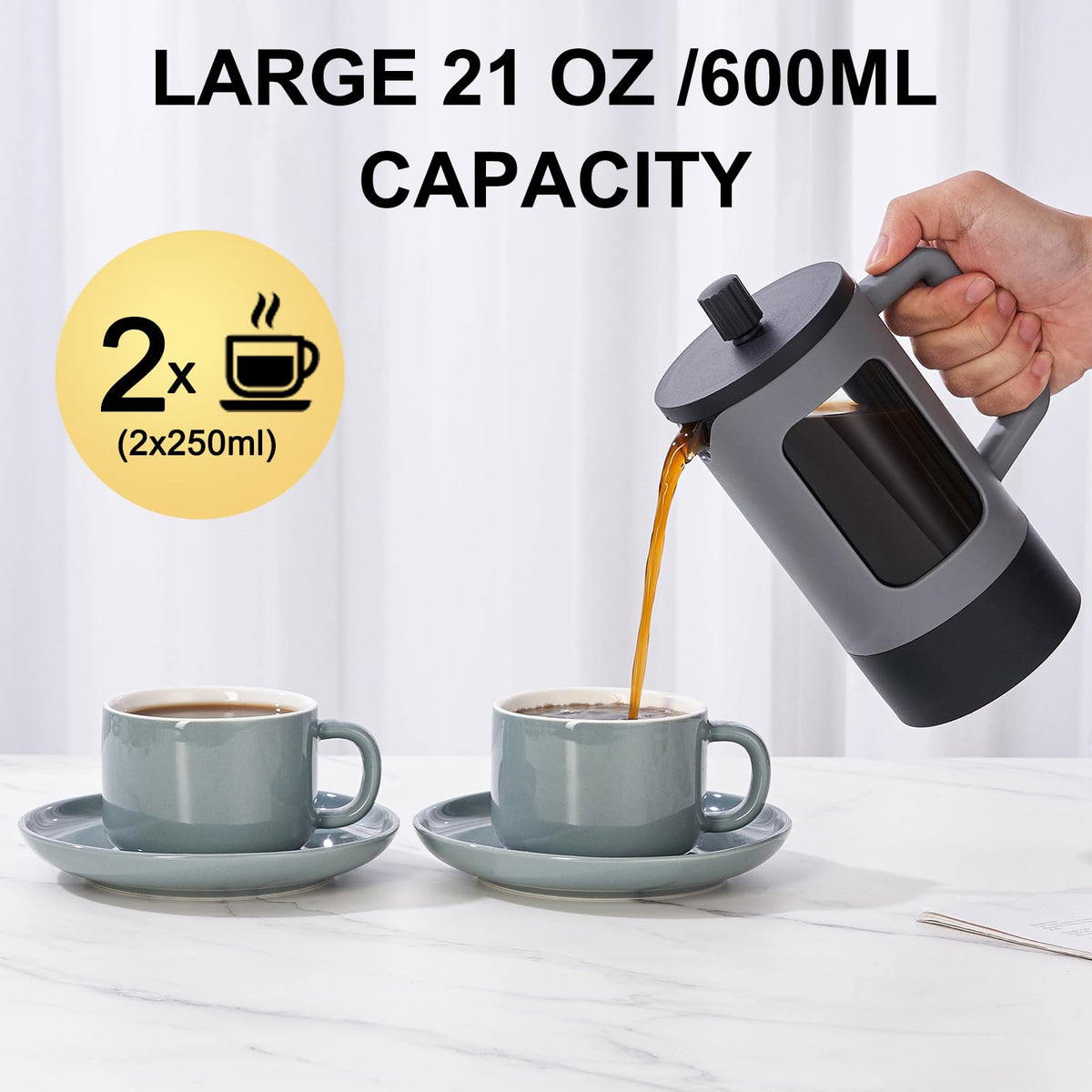21 oz Heat-resistant Borosilicate Glass French Press Coffee Maker C276