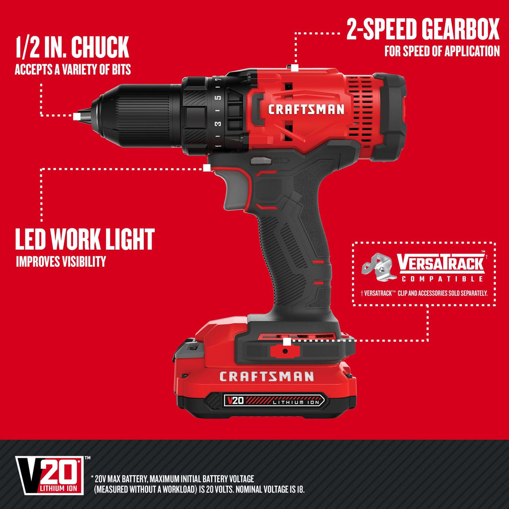 Cordless Drill/Driver Kit, 1/2 inch, Battery and Charger Included F35088
