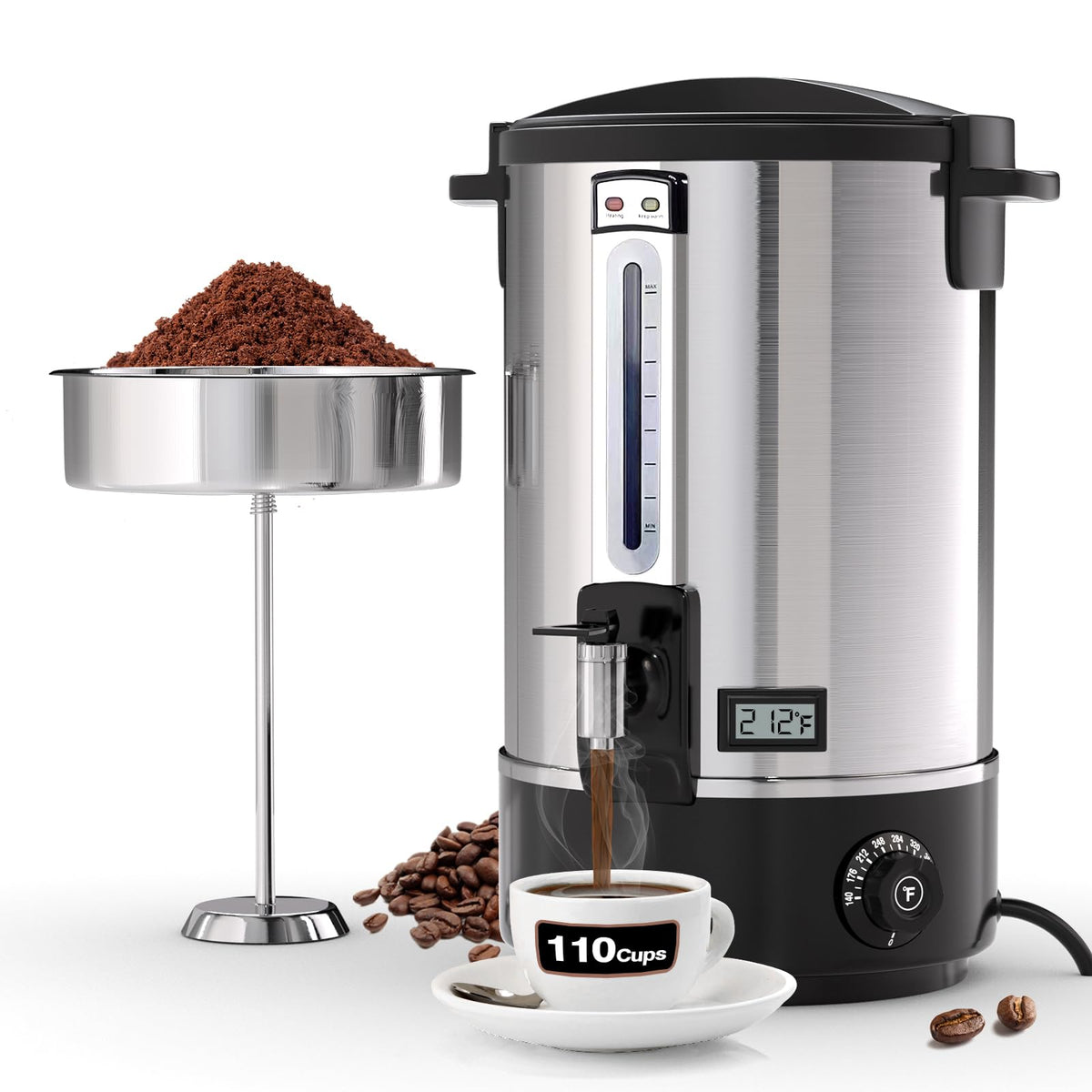 110-Cup Stainless Steel Commercial Coffee Urn A9838