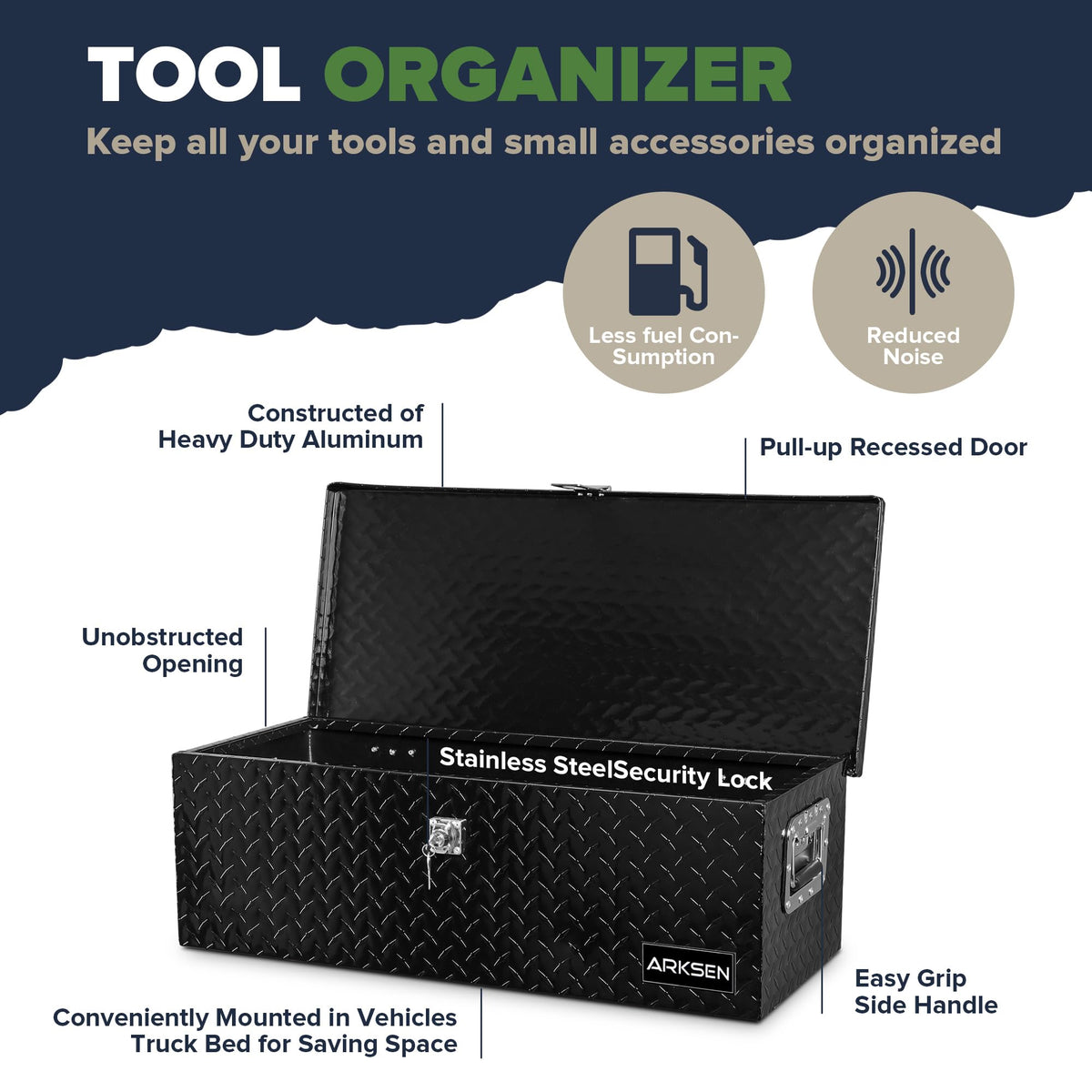 30" x 13" x 10" Black Truck Bed Tool Box I40367