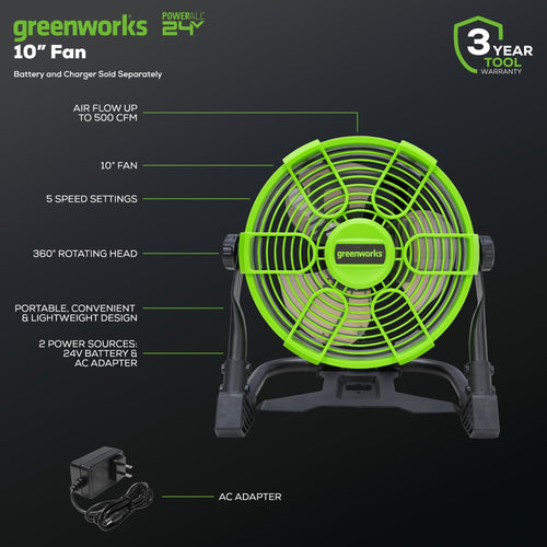 10" 5-Speed Fan 500 CFM Hybrid AC DC X5563