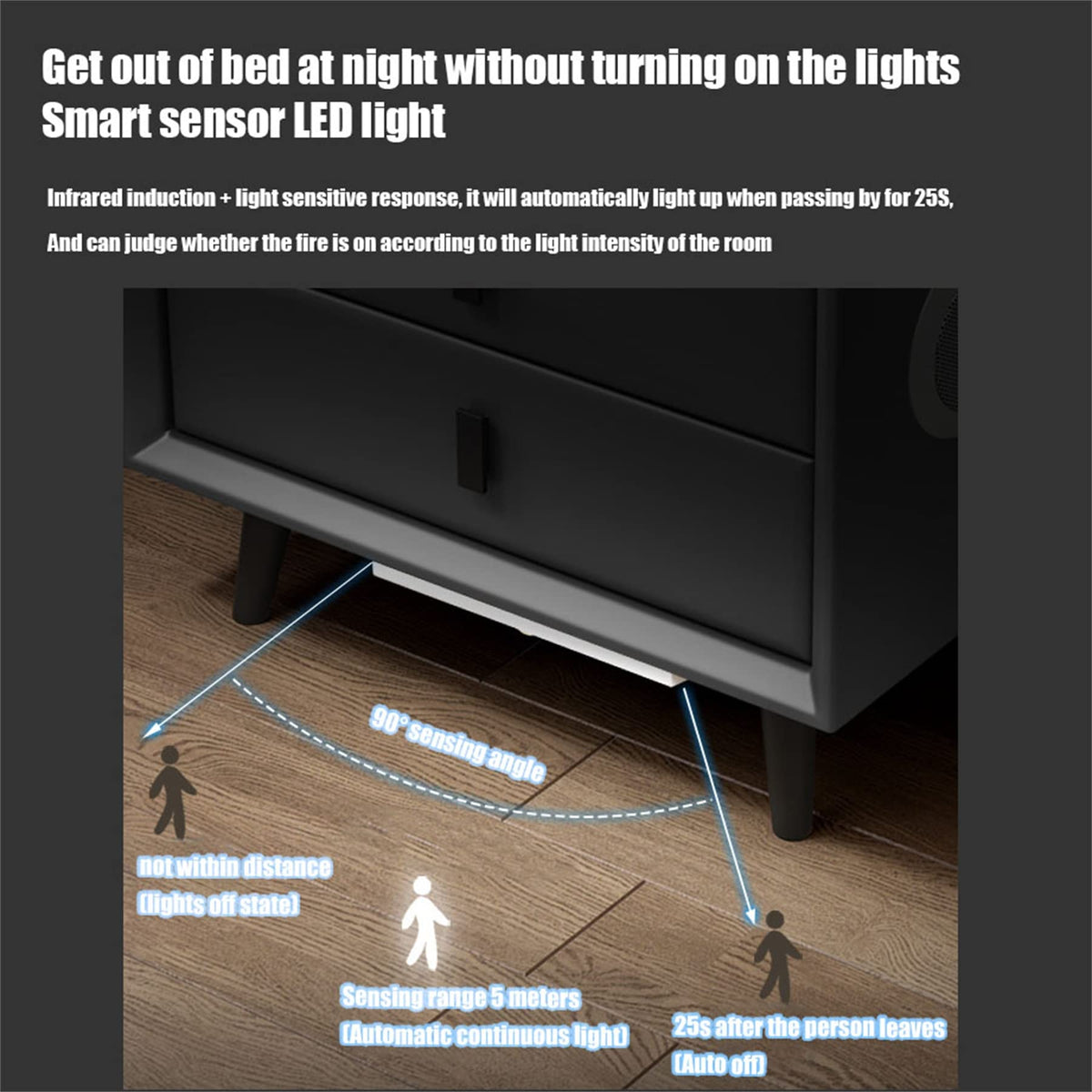 White 3 Drawer Nightstand with Wireless Charging and LED Lights O491835