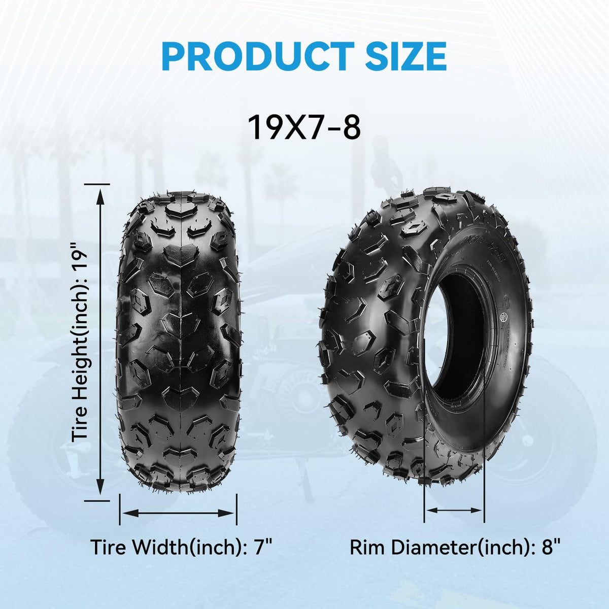 19x7-8 Mini Bike Tire Tubeless Replacement B567961