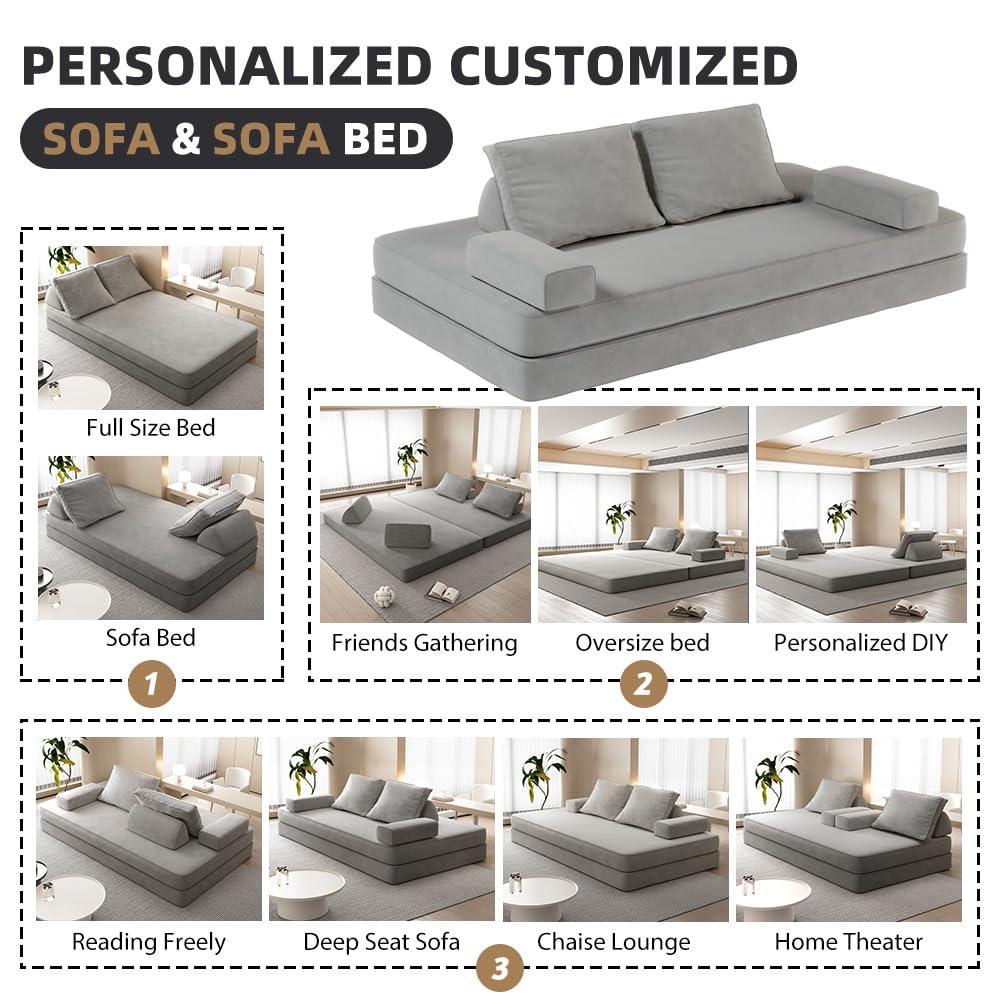 Light Gray Convertible Sofa Bed W581