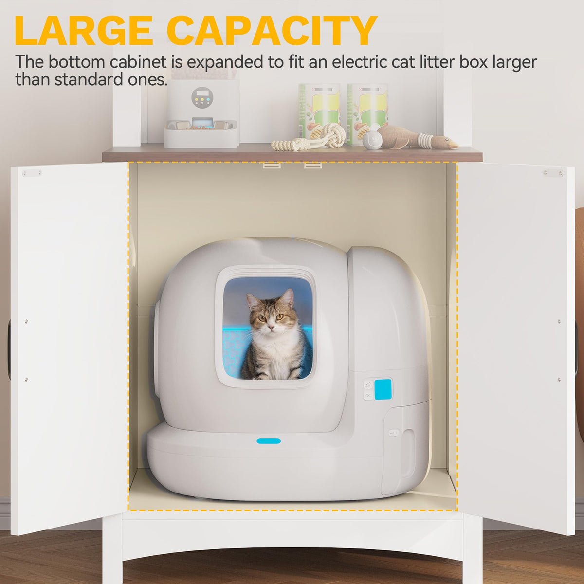 70.8in Hidden Cat Litter Box Furniture with Shelves X952553