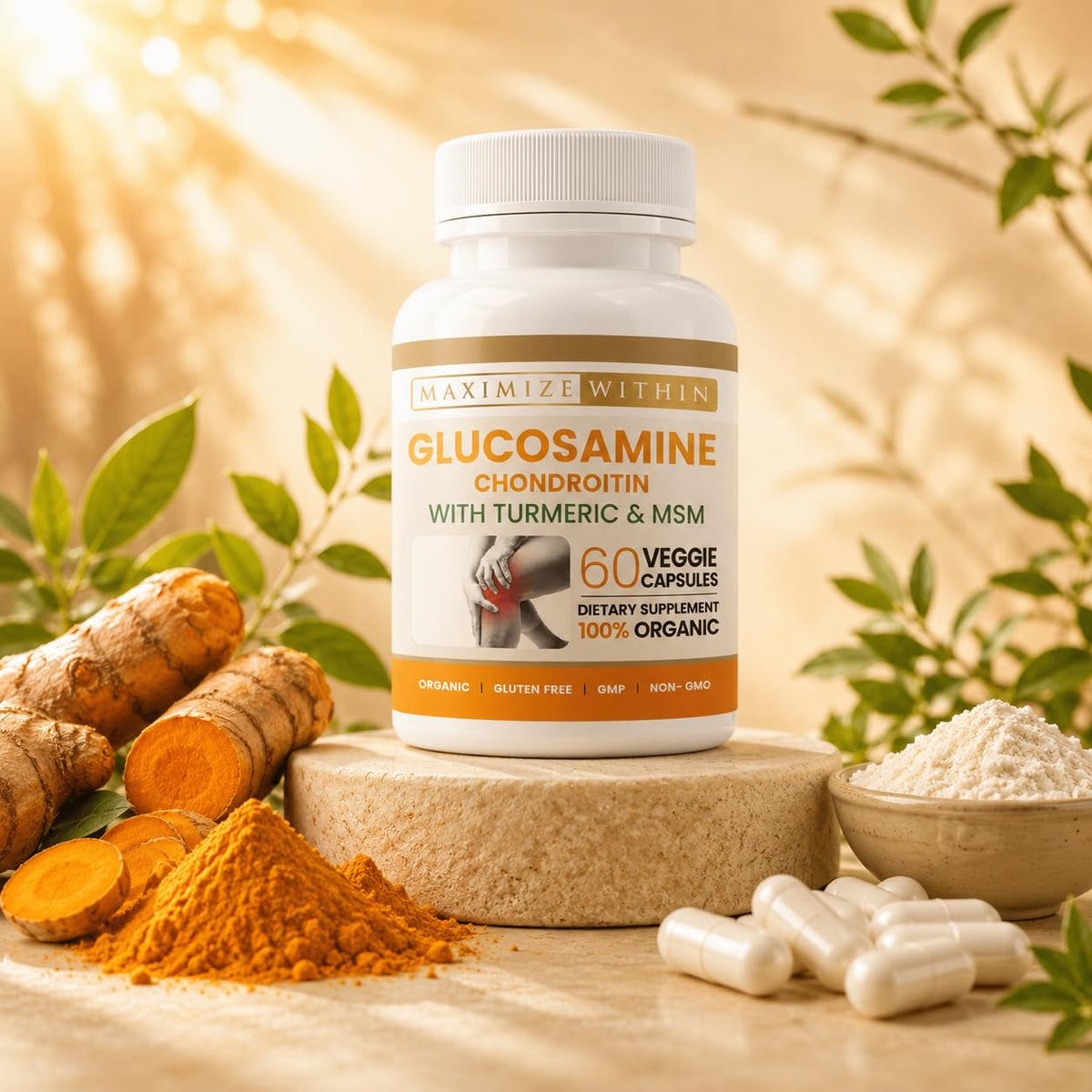 Glucosamine Chondroitin Turmeric MSM 60 Veggie Capsules Q638