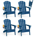Folding Adirondack Chairs Set of 4 Blue HDPE Plastic O58662