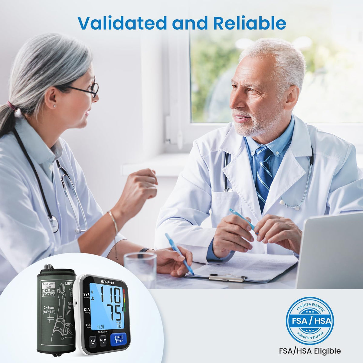 Smart Blood Pressure Monitor with Wide Cuff Y467413