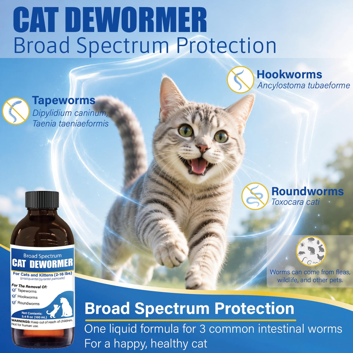 Cat Dewormer Liquid 100 mL with Oral Syringe U54695
