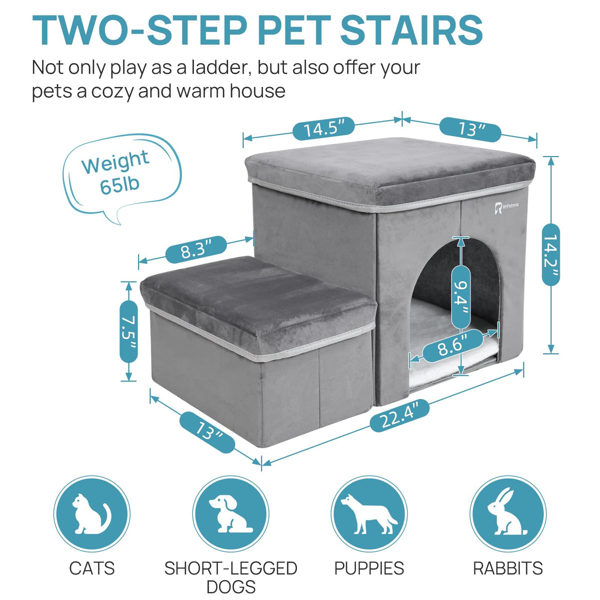 Foldable Pet Stairs with House & Storage E65048