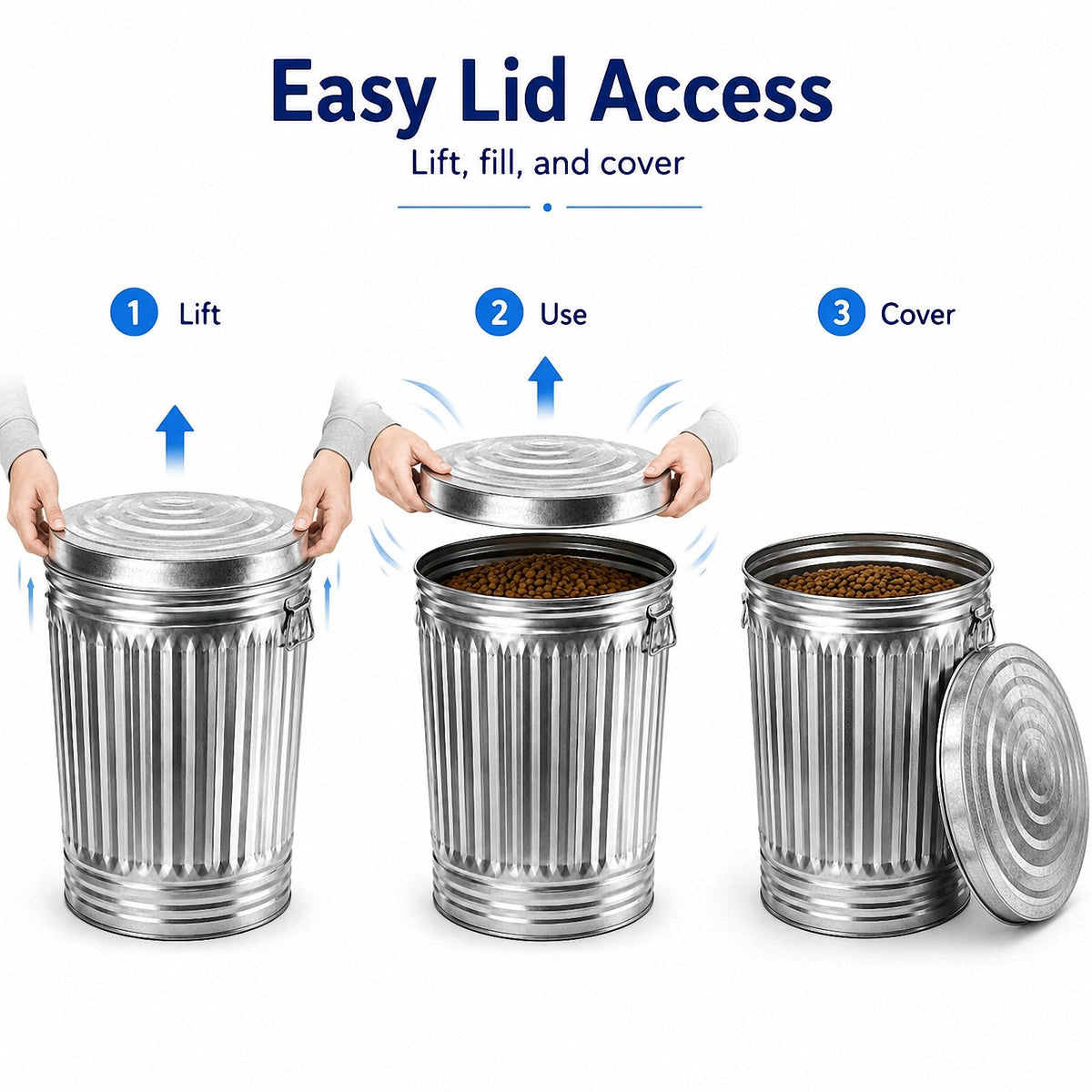 Galvanized Steel Trash Can with Locking Lid N52550