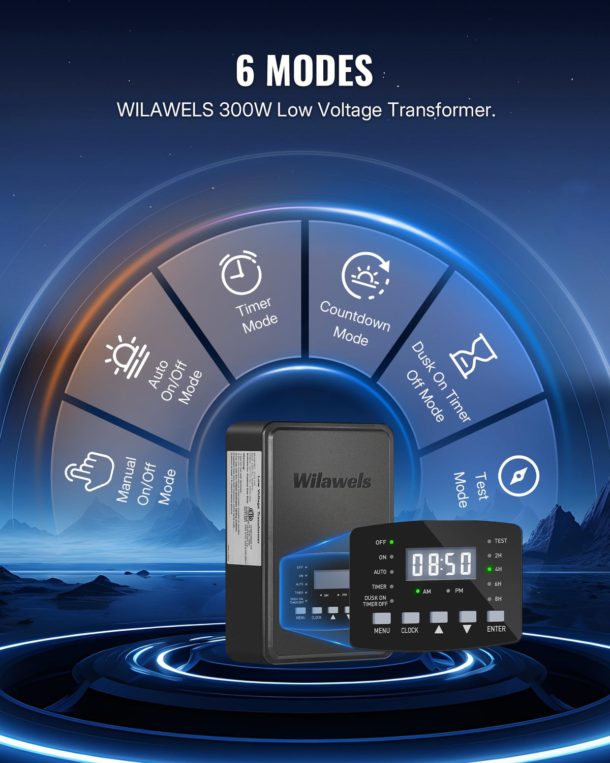 300W Low Voltage Landscape Transformer with Timer and Photocell Sensor U932736