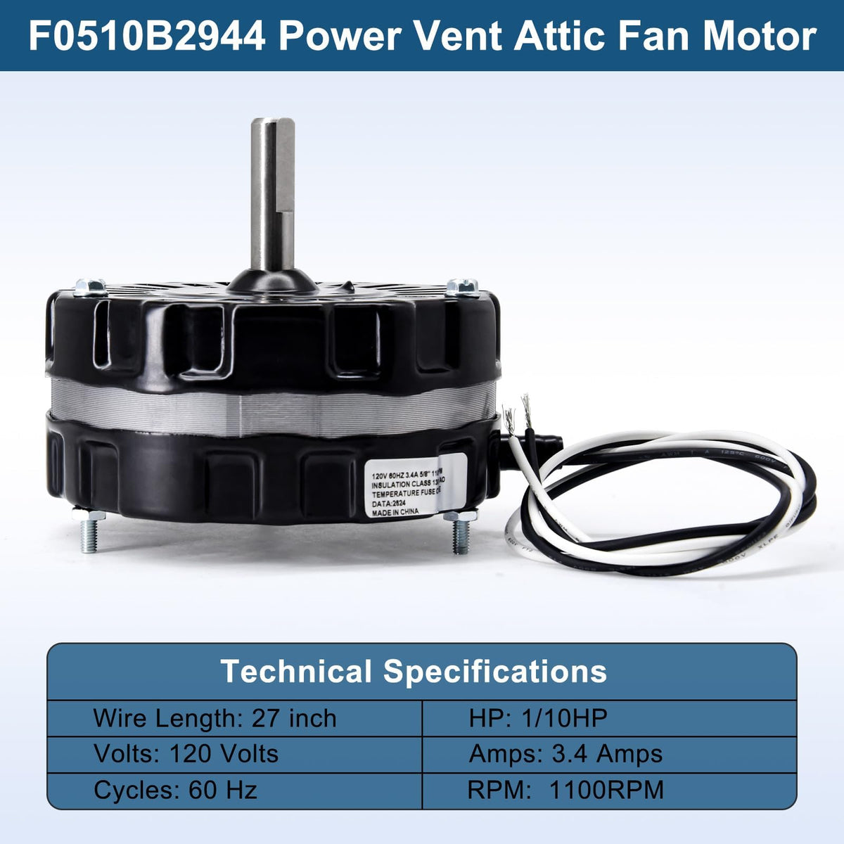 Power Vent Attic Fan Motor & Adjustable Thermostat Switch Kit F661422
