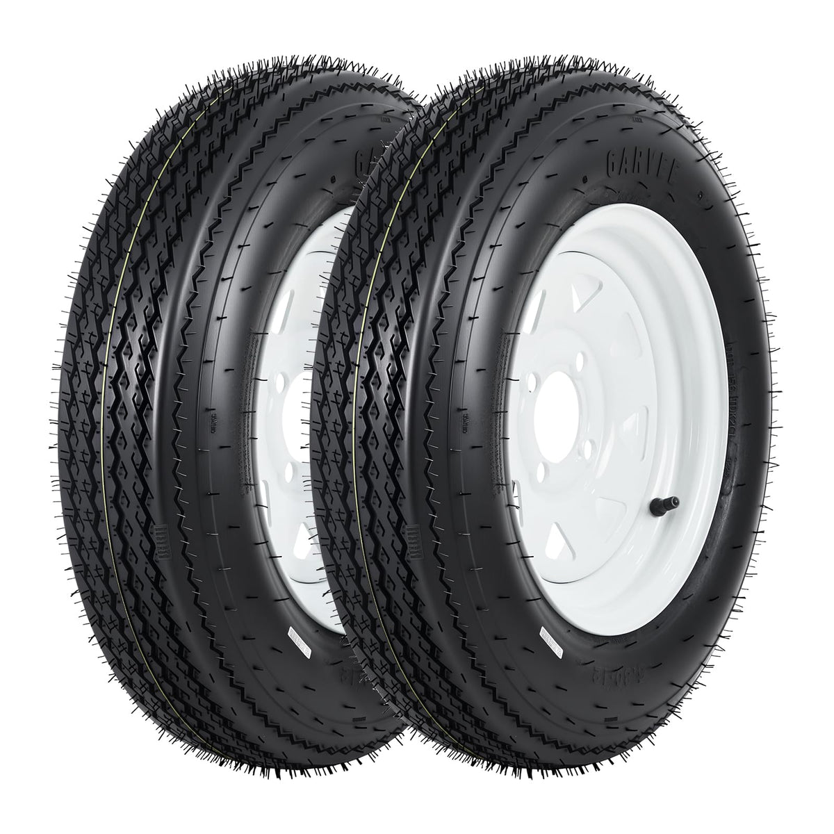 2-Pack Trailer Tires on Rims 5.30-12 4 Lug White Wheels Y49980