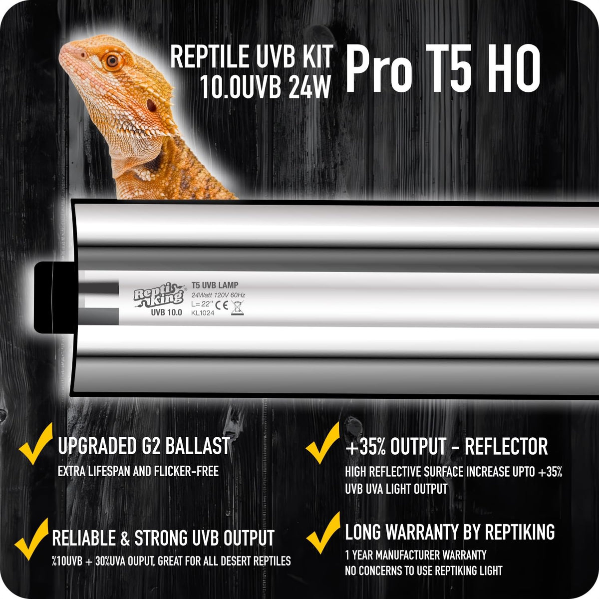 24W T5 10.0 UVB Reptile Light Fixture and Tube Kit Y894618