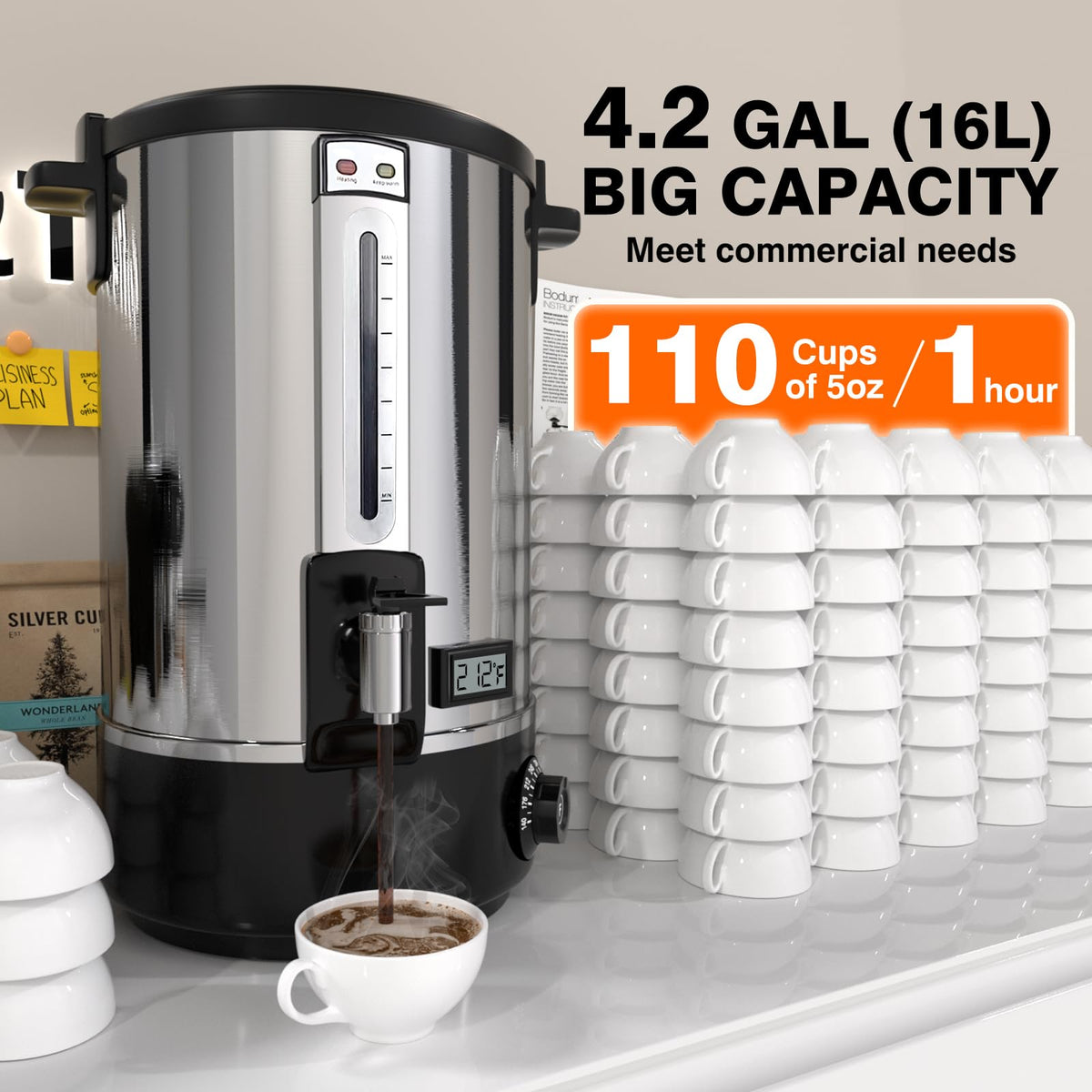 110-Cup Stainless Steel Commercial Coffee Urn A9838