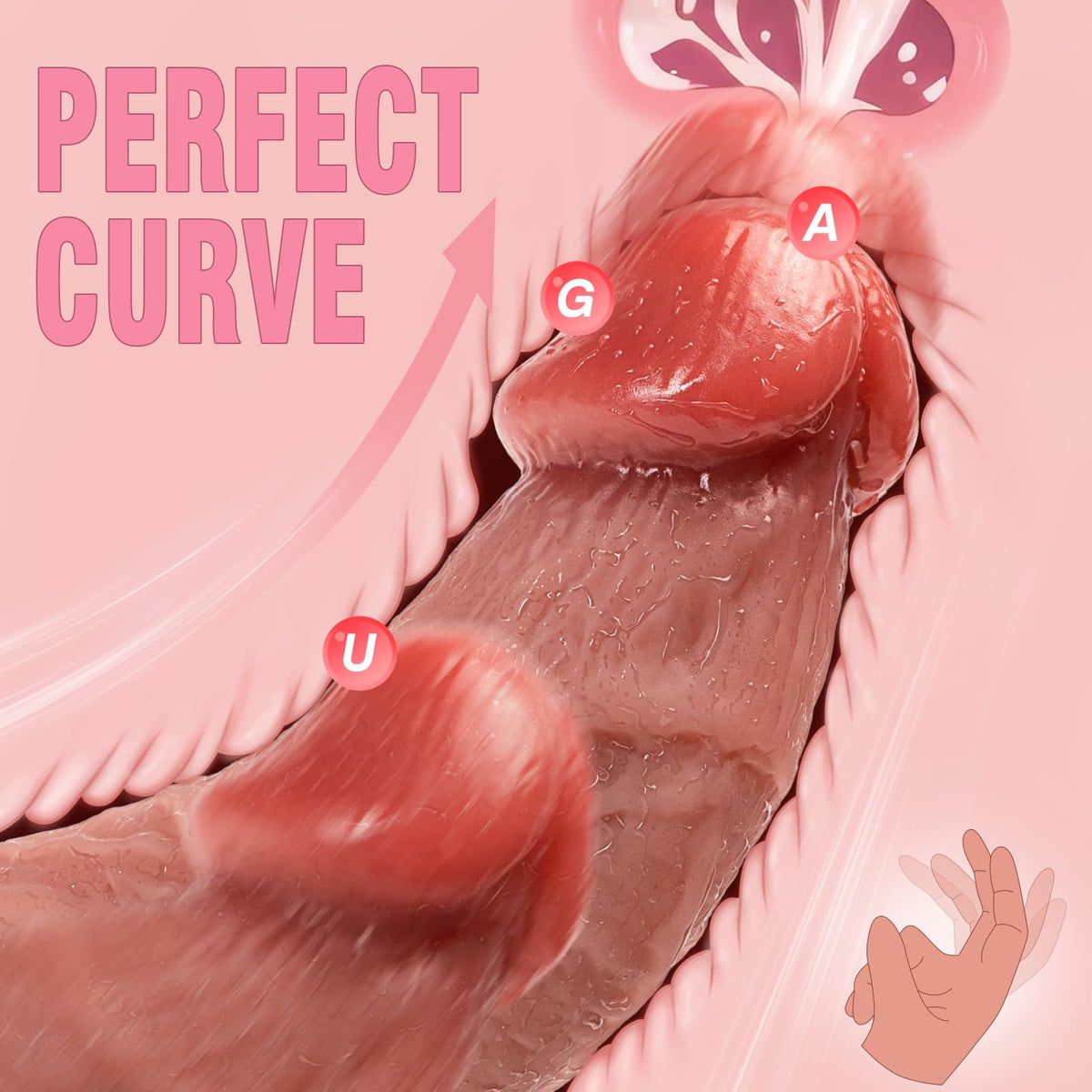 8.5" Curved Dual Density Silicone Dildo with Suction Cup Q800443