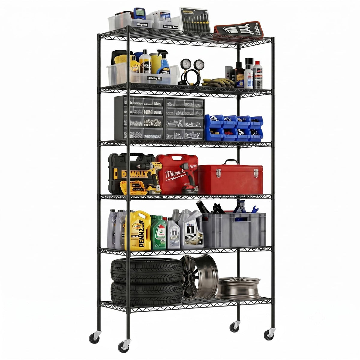 Black Adjustable Metal Wire Shelving Unit N1075