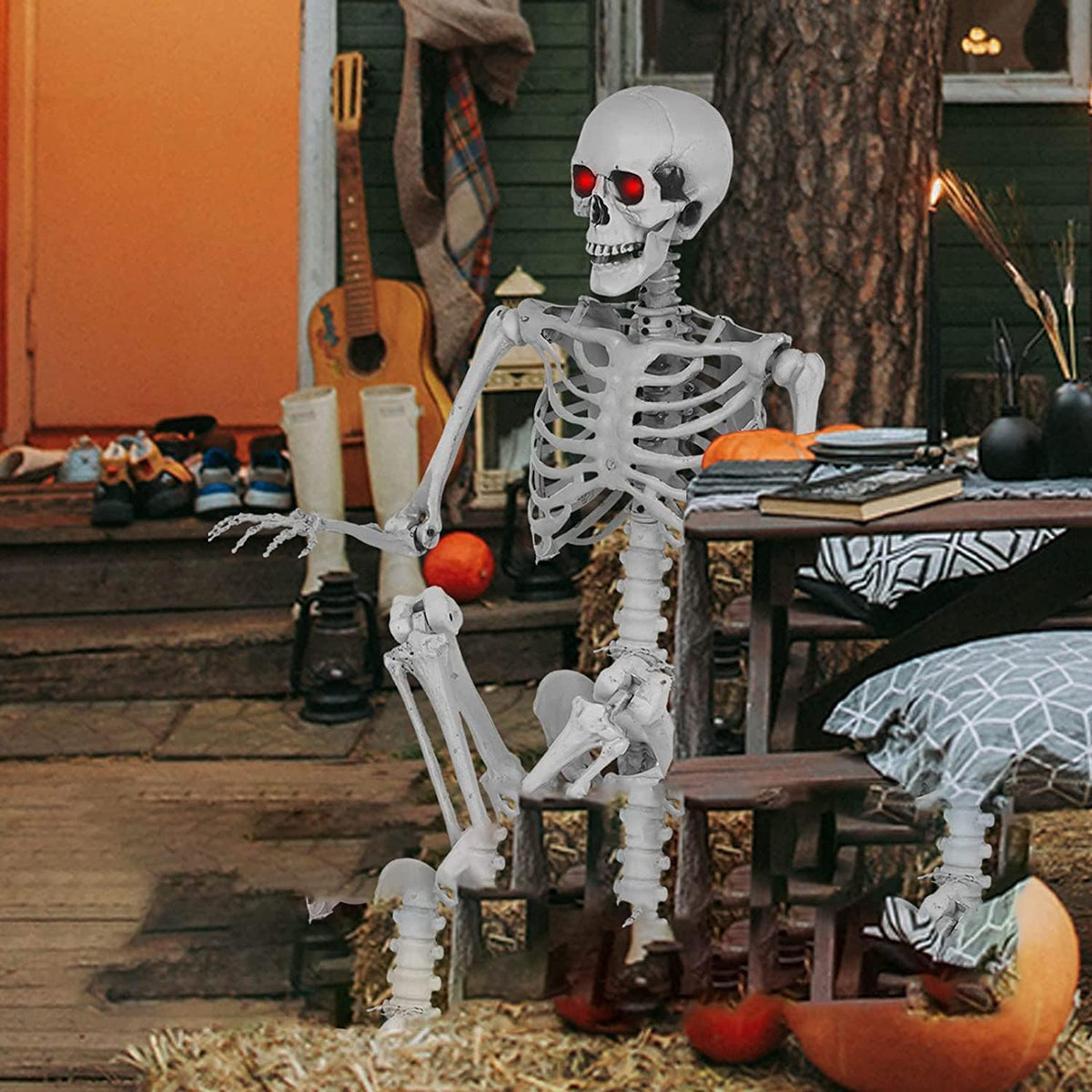 5.4 Ft Lighted Life Size Plastic Skeleton with Movable Joint Y2379