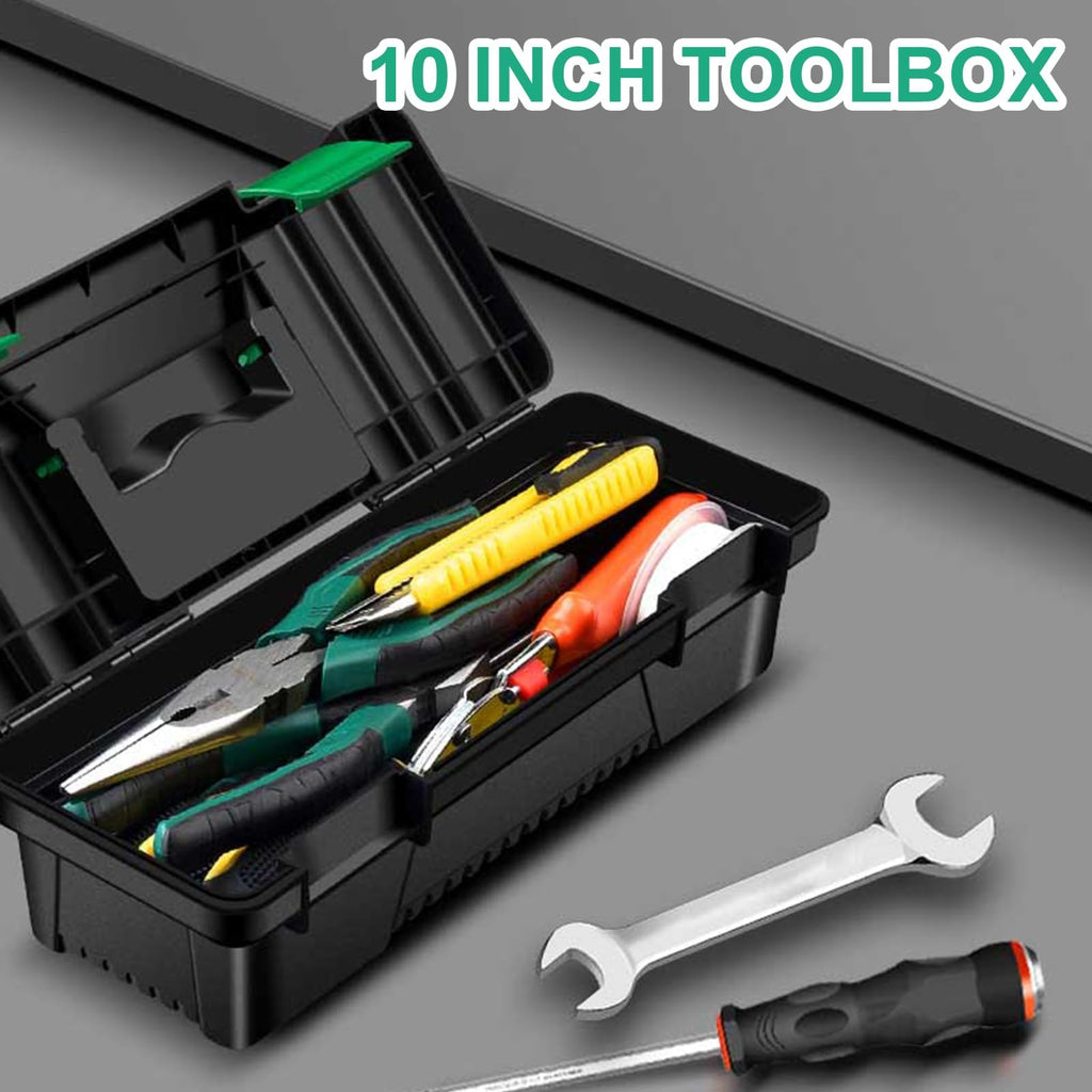 10-Inch Plastic Toolbox with Removable Tray and Double Lock S79131