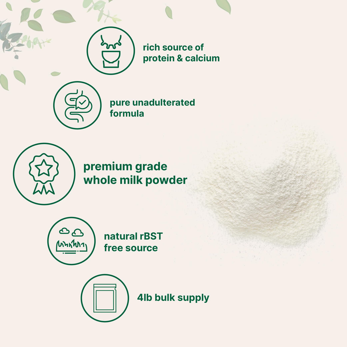 Whole Milk Powder 4 lb Pasture-Raised rBST-Free Non-GMO Gluten-Free F8150