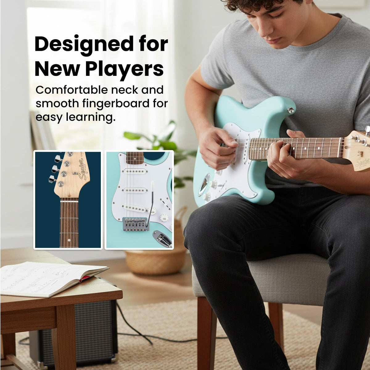 Daphne Blue Electric Guitar Bundle with Amplifier X962