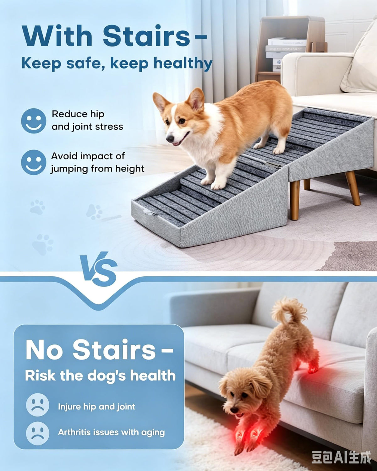 Foldable Anti Slip Pet Stairs Q756577