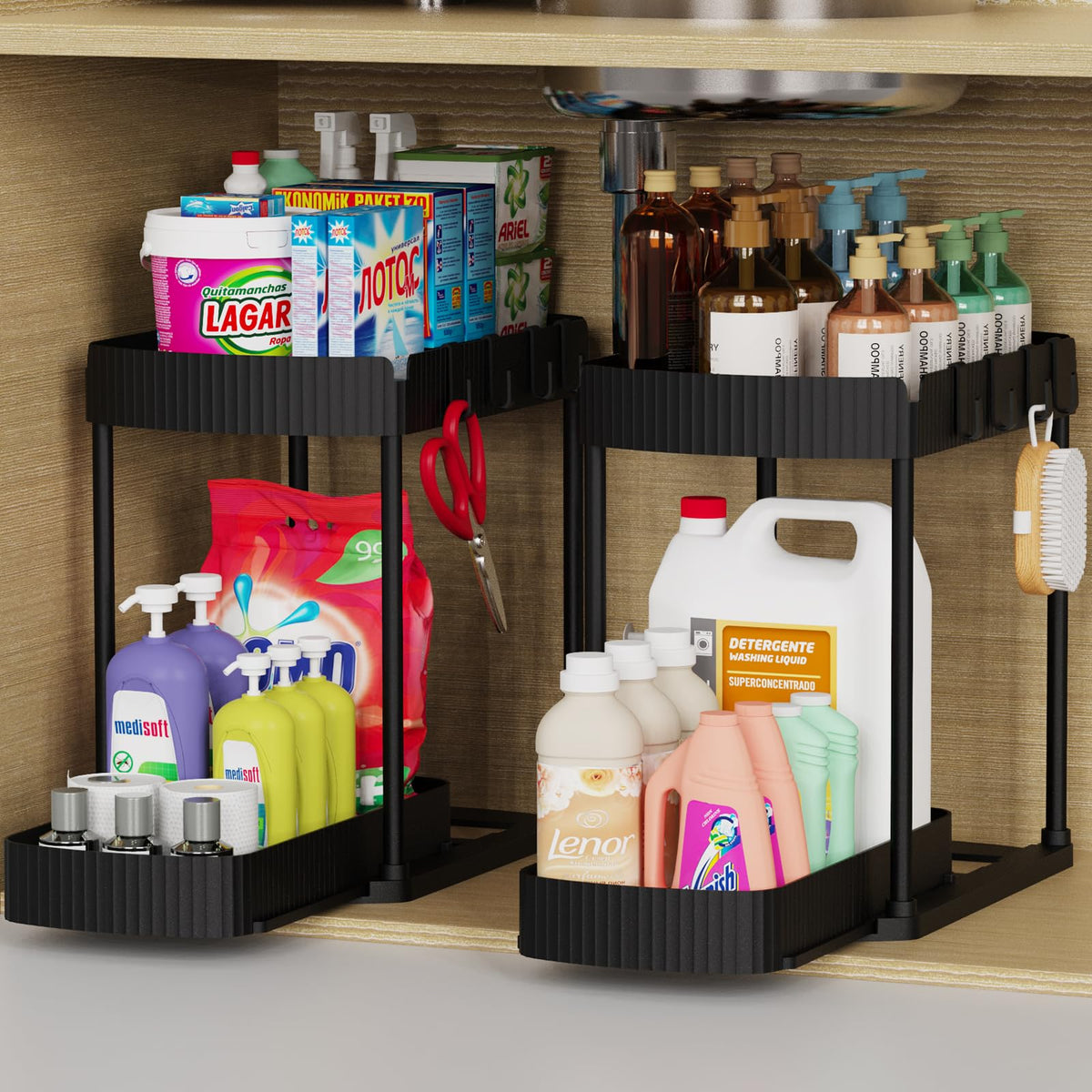 2 Packs Under Sink Pull-Out Storage Organizers J9640