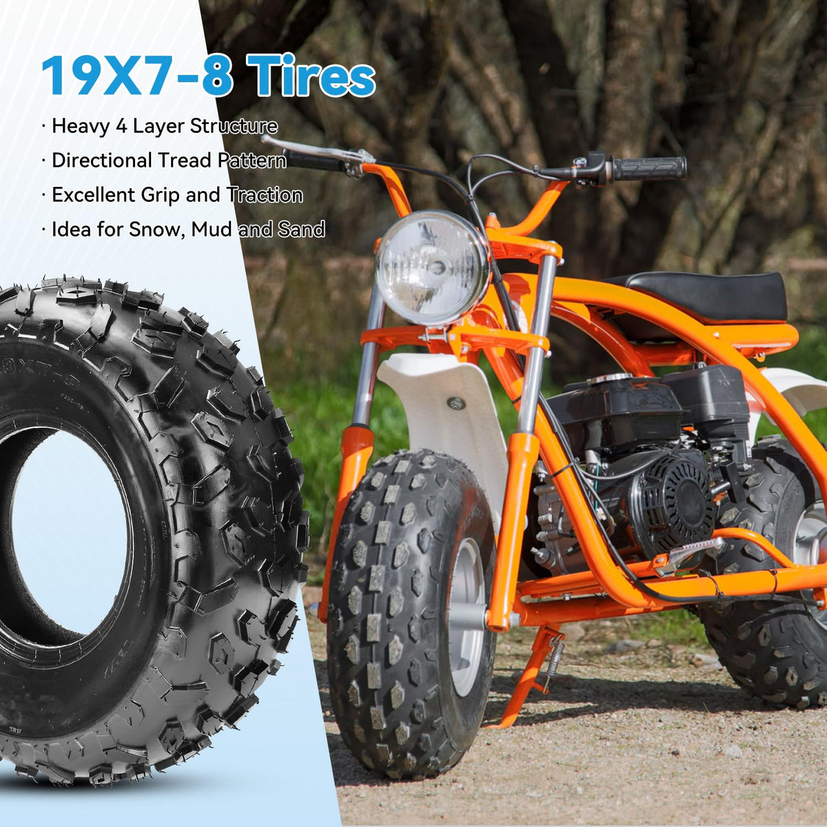 19x7-8 Mini Bike Tire Tubeless Replacement B567961