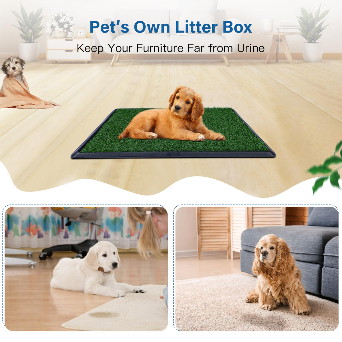 Artificial Dog Grass Pad with Tray 16x20 inches T470