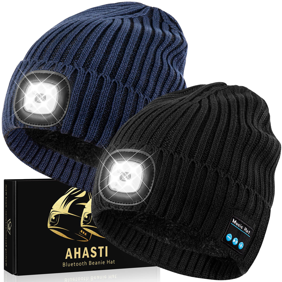 2 Pack Bluetooth Beanie Hat with Light D243969