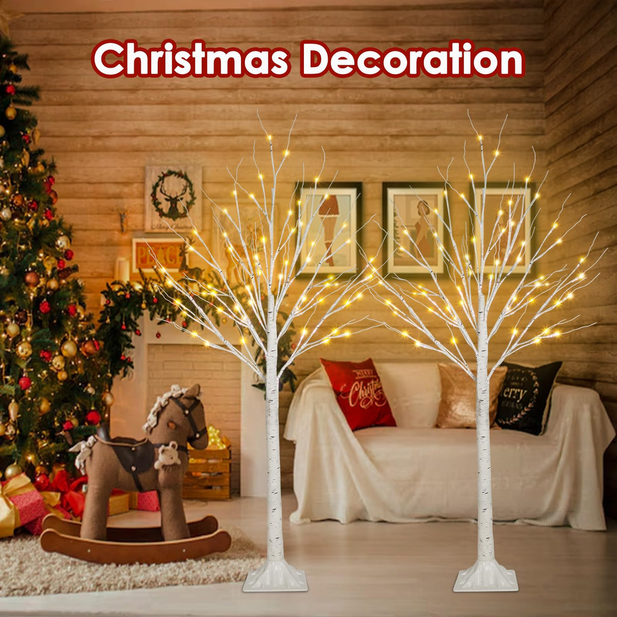 2-Pack 4FT Lighted Birch Tree H576