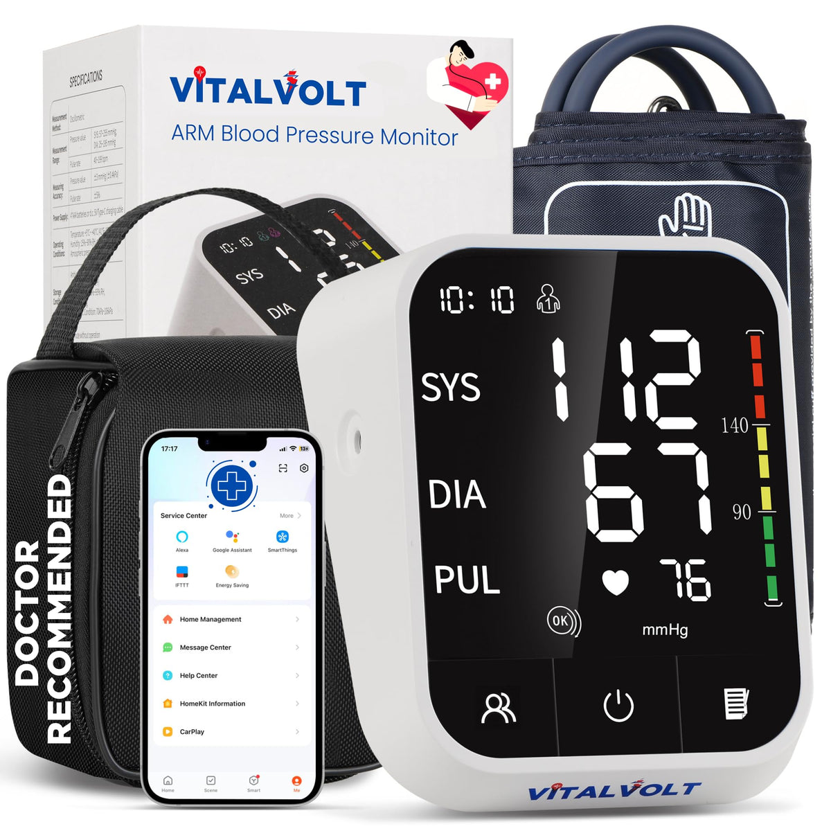 Automatic Arm Blood Pressure Monitor with Adjustable Cuff W49361