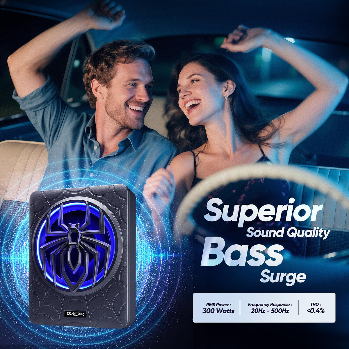 10" 1200W Powered Car Subwoofer with Amplifier H14996