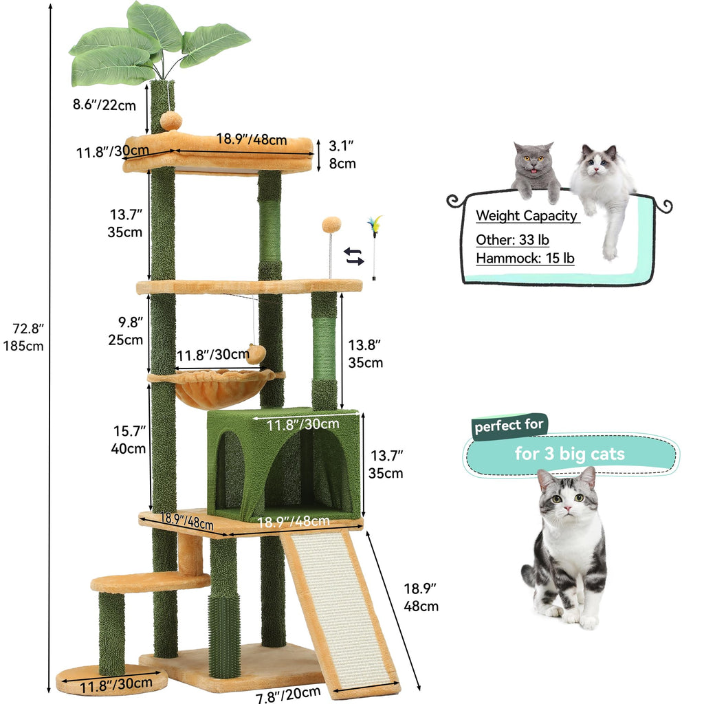 Tall Cat Tree Tower with Leaves X934