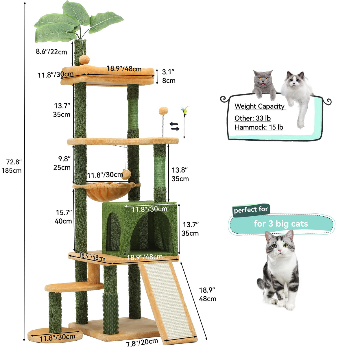 Tall Cat Tree Tower with Leaves X934