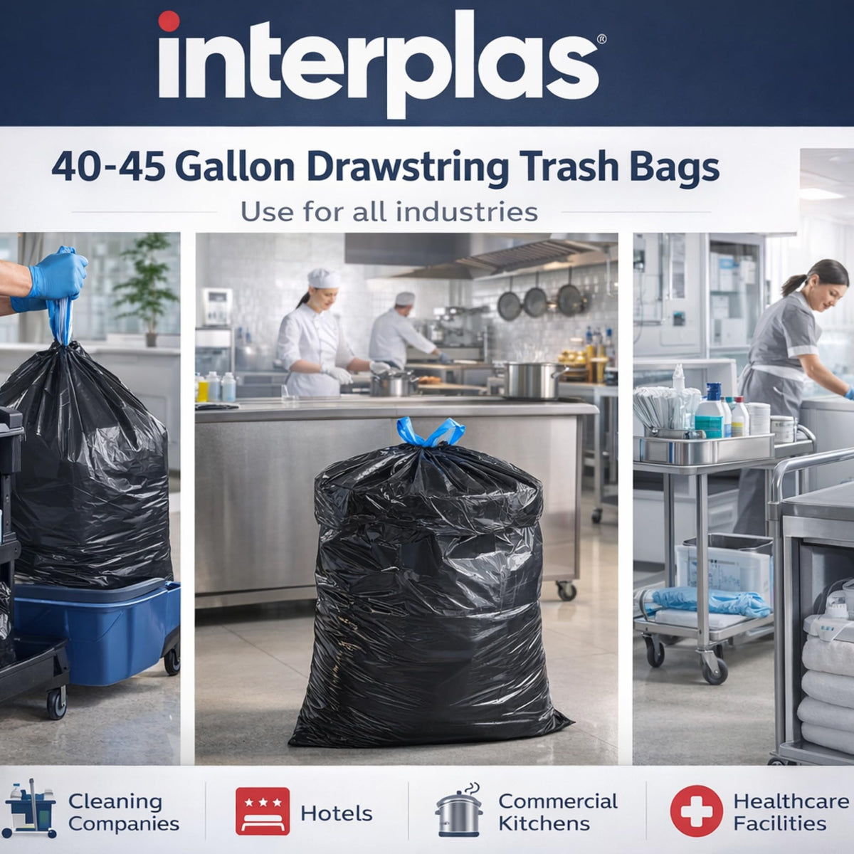 44 Gallon Drawstring Trash Bags 50 Count N857
