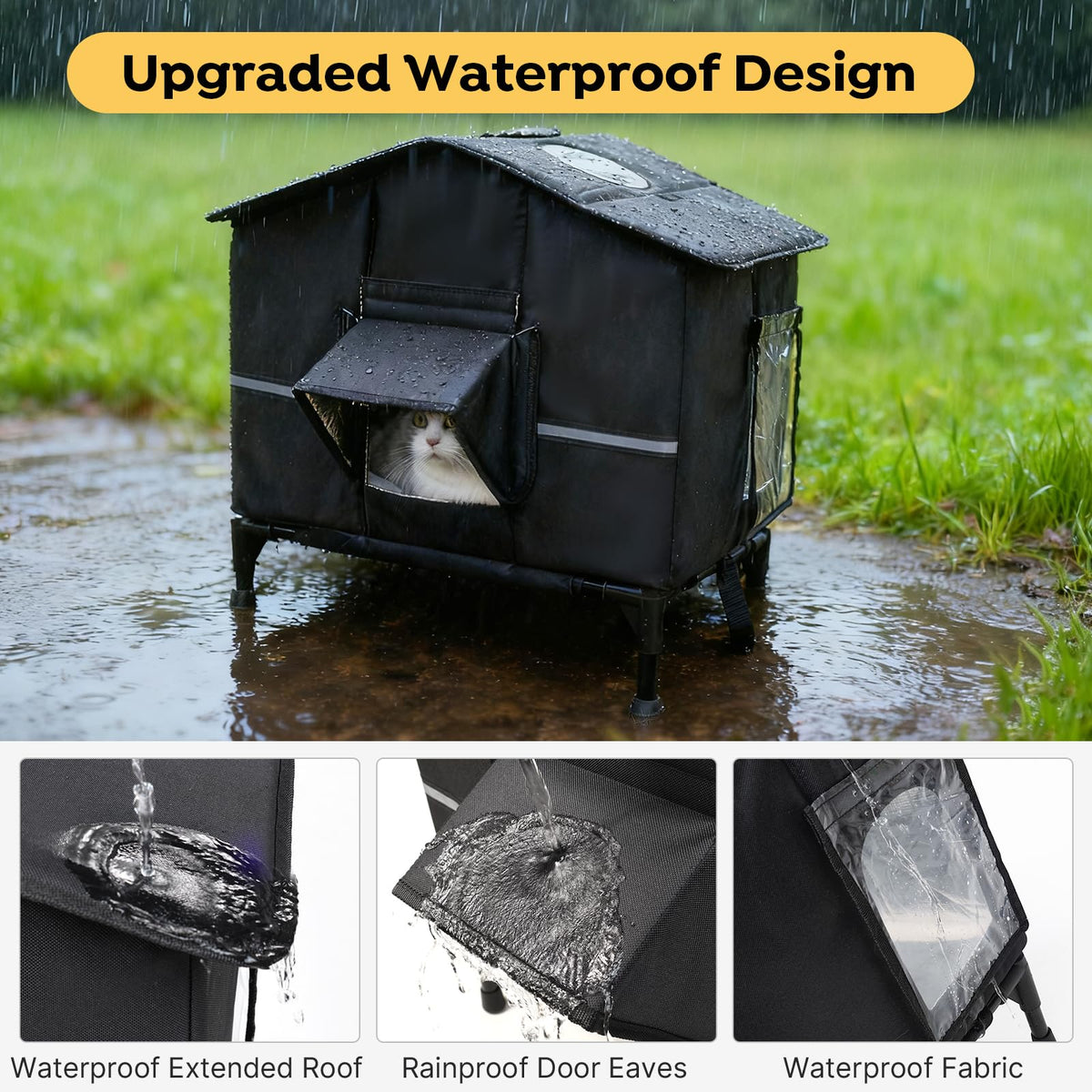 Weatherproof Elevated Insulated Outdoor Cat House T1585