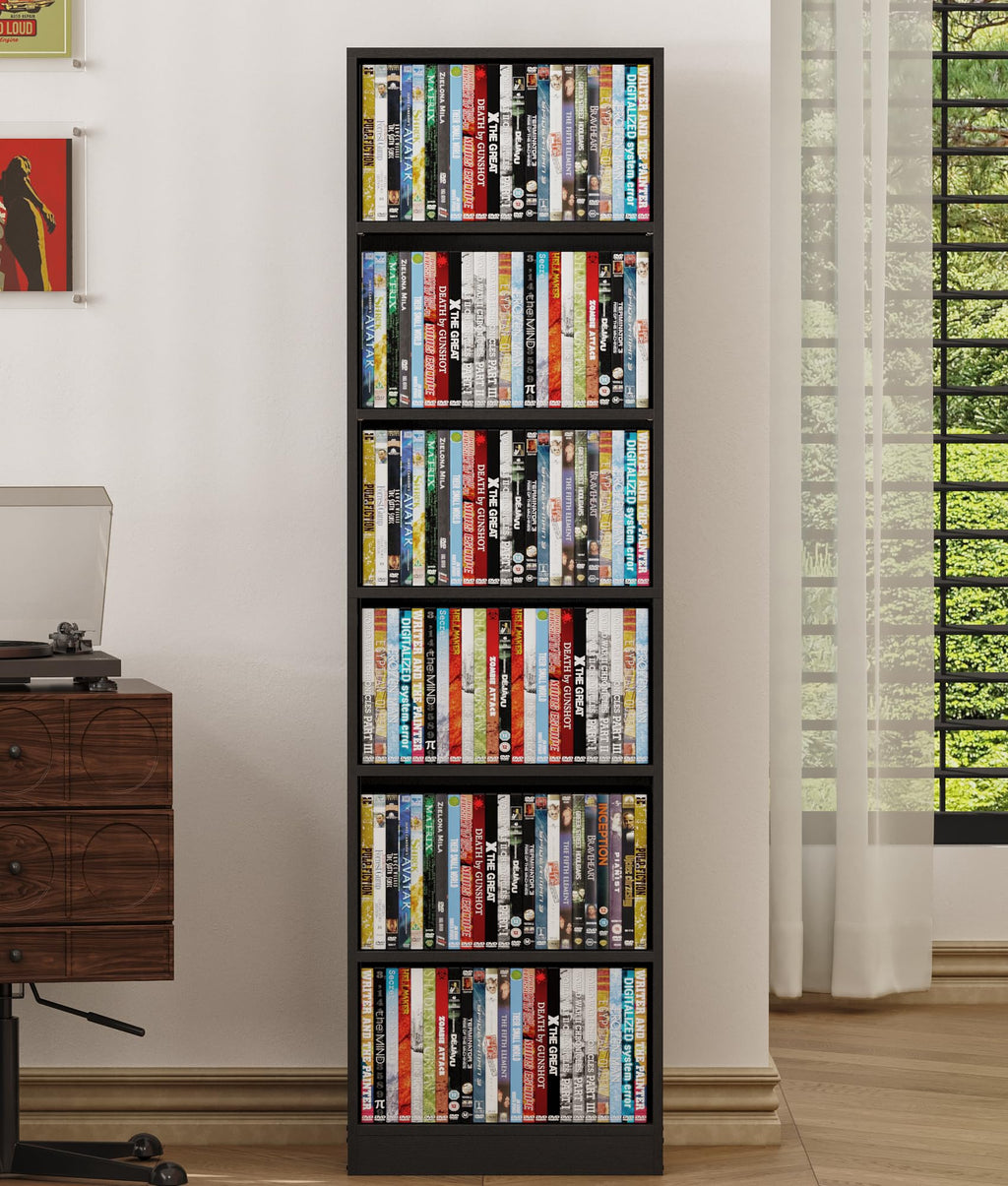 6 Tier Black Adjustable Media Shelf K97588