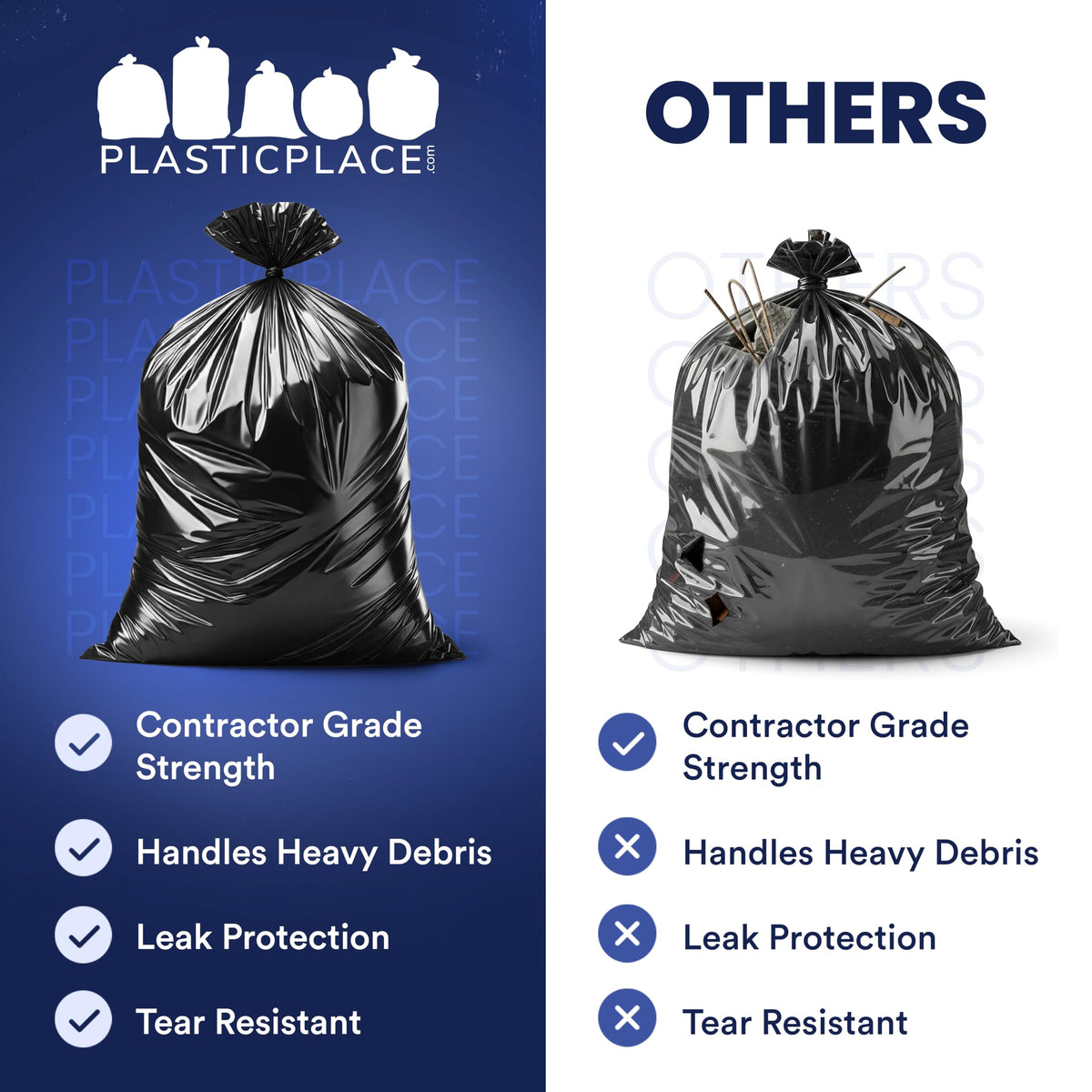 33 Gallon 3.0 Mil Black Heavy Duty Trash Bags 50 Count Q4361